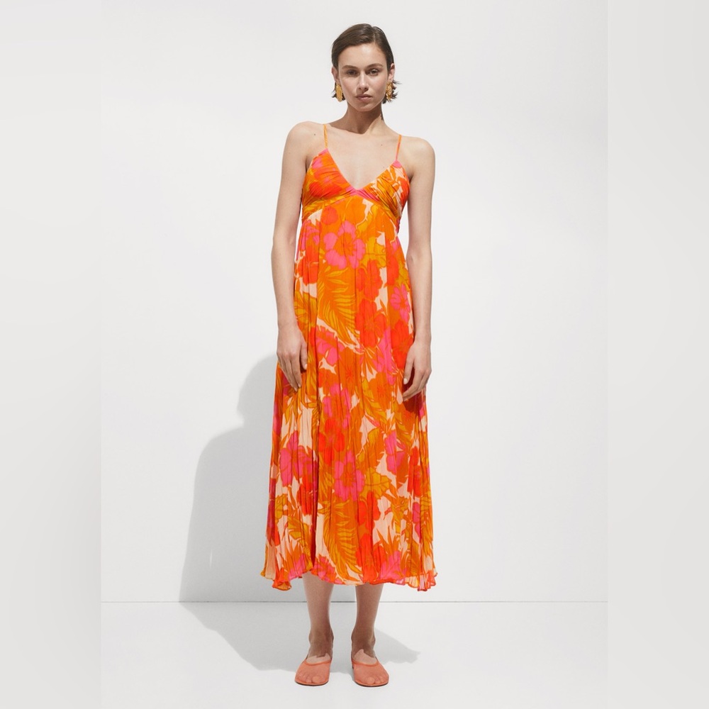 MNG Pink and Orange Floral Maxi Dress